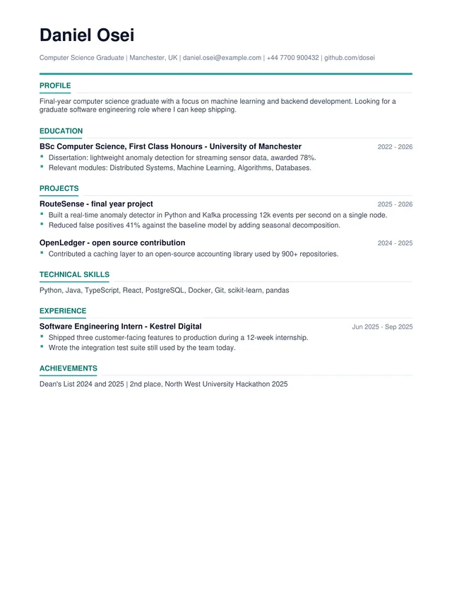 Graduate template - real PDF export