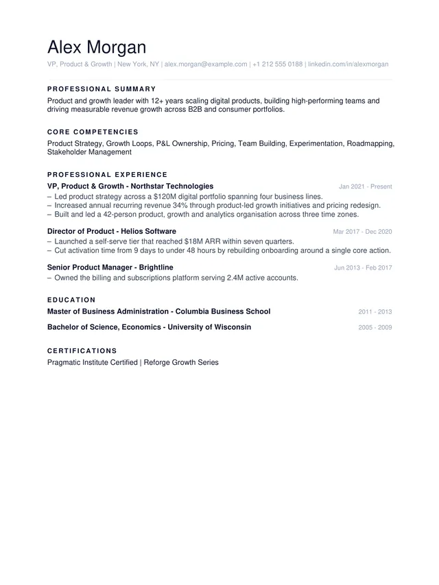 Minimal template - real PDF export