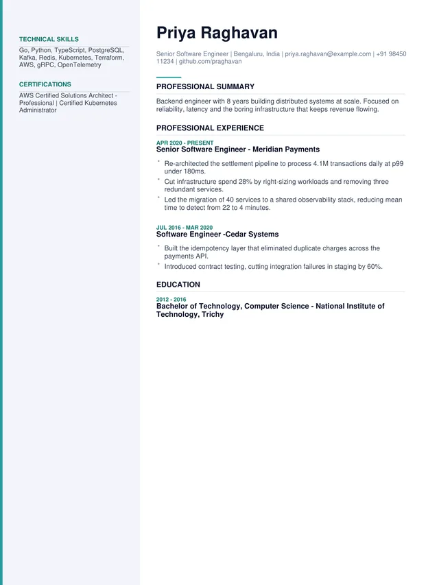 Two Column template - real PDF export